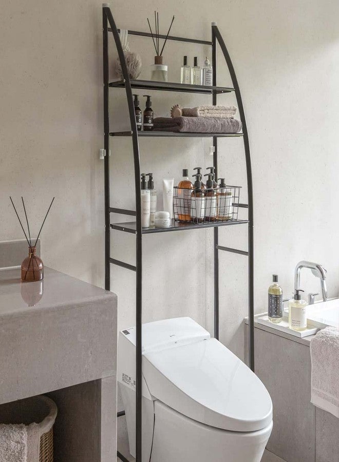 لوكزر رف مرحاض معدني من لوكزر للحمام، منظم تخزين متعدد الأغراض، رفوف حامل للمنزل، المرآب، الشرفة (أسود/166×25×65 سم) - Image 4